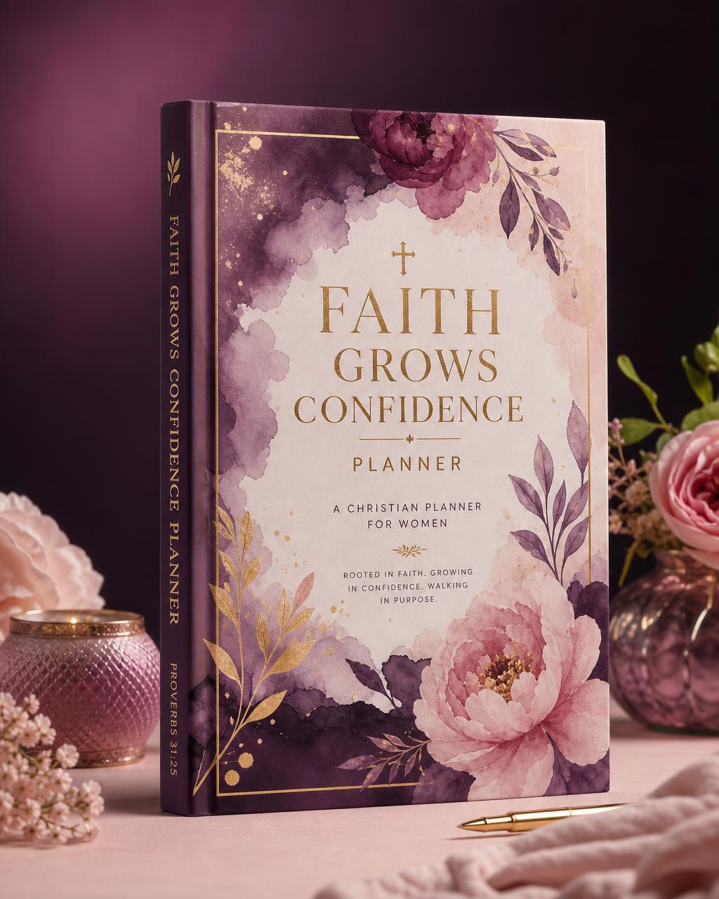 Faith Grows Confidence Planner — Faith Planner • Christian Planner • Women's Planner book design