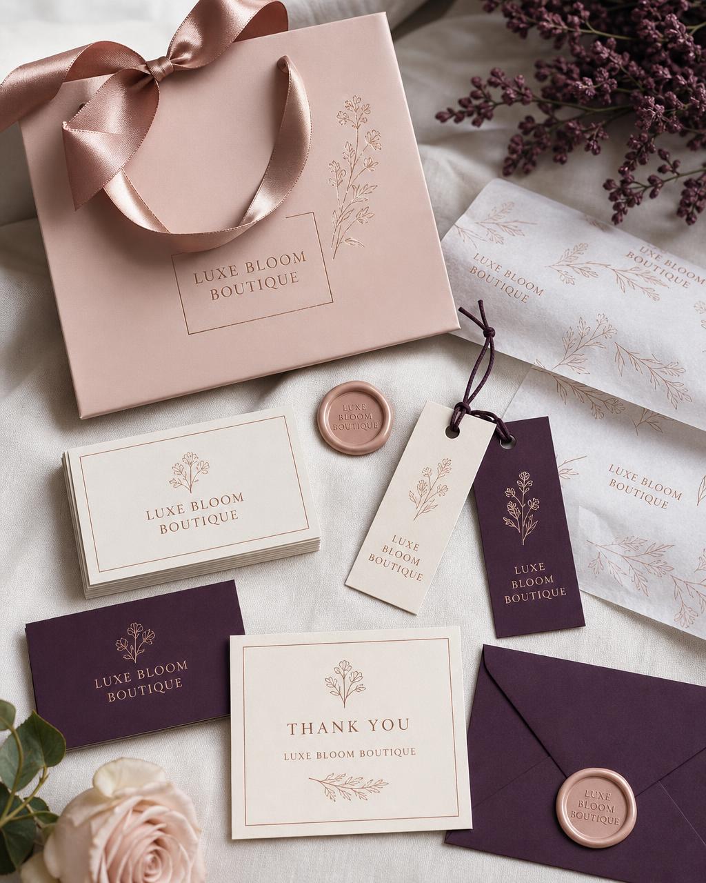Luxe Bloom Boutique — Complete Brand Identity — Brand in Use