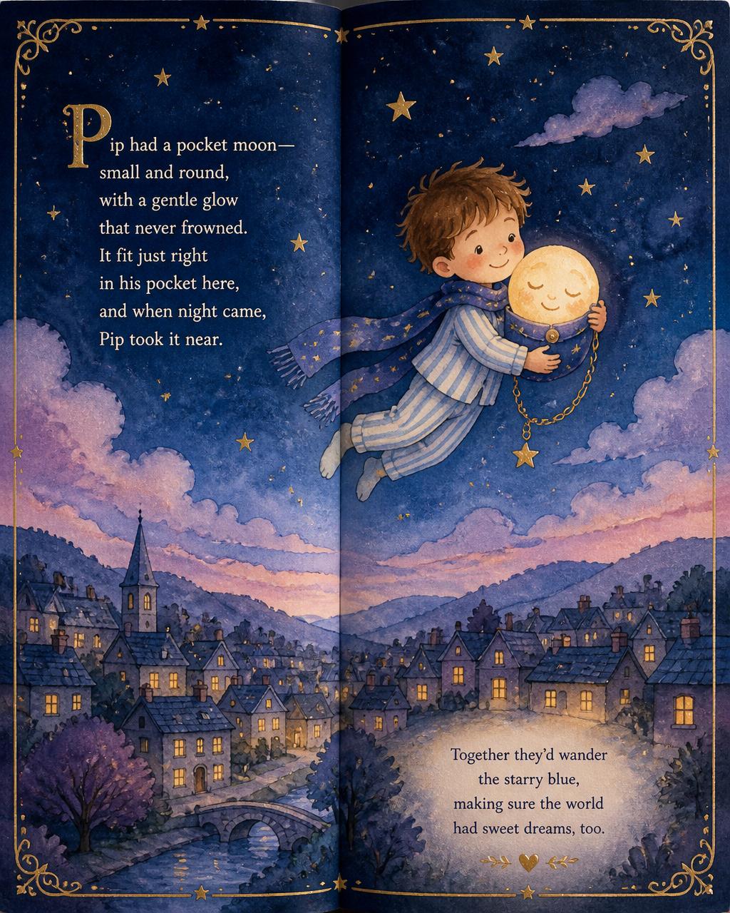 Pip and the Pocket Moon — Children's Picture Book — Typography & Text Placement