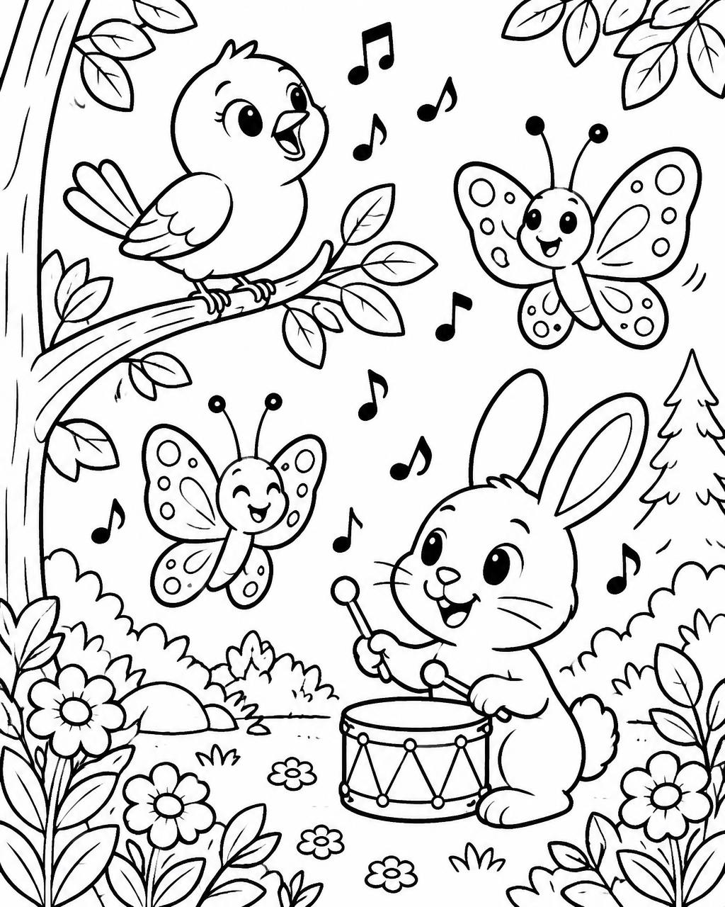 Woodland Friends Coloring Book — Woodland music hour
