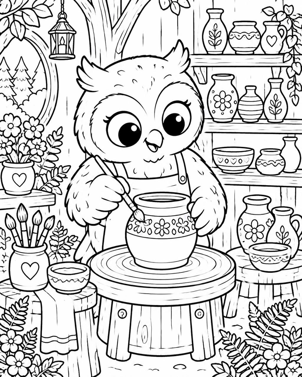 Woodland Friends Coloring Book — Owl's pottery studio